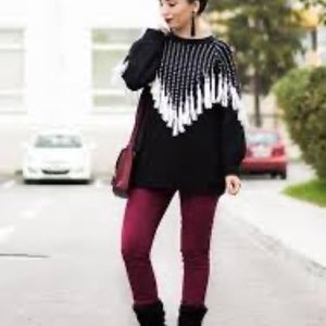 Wildfox effi tassel fringe knit sweater